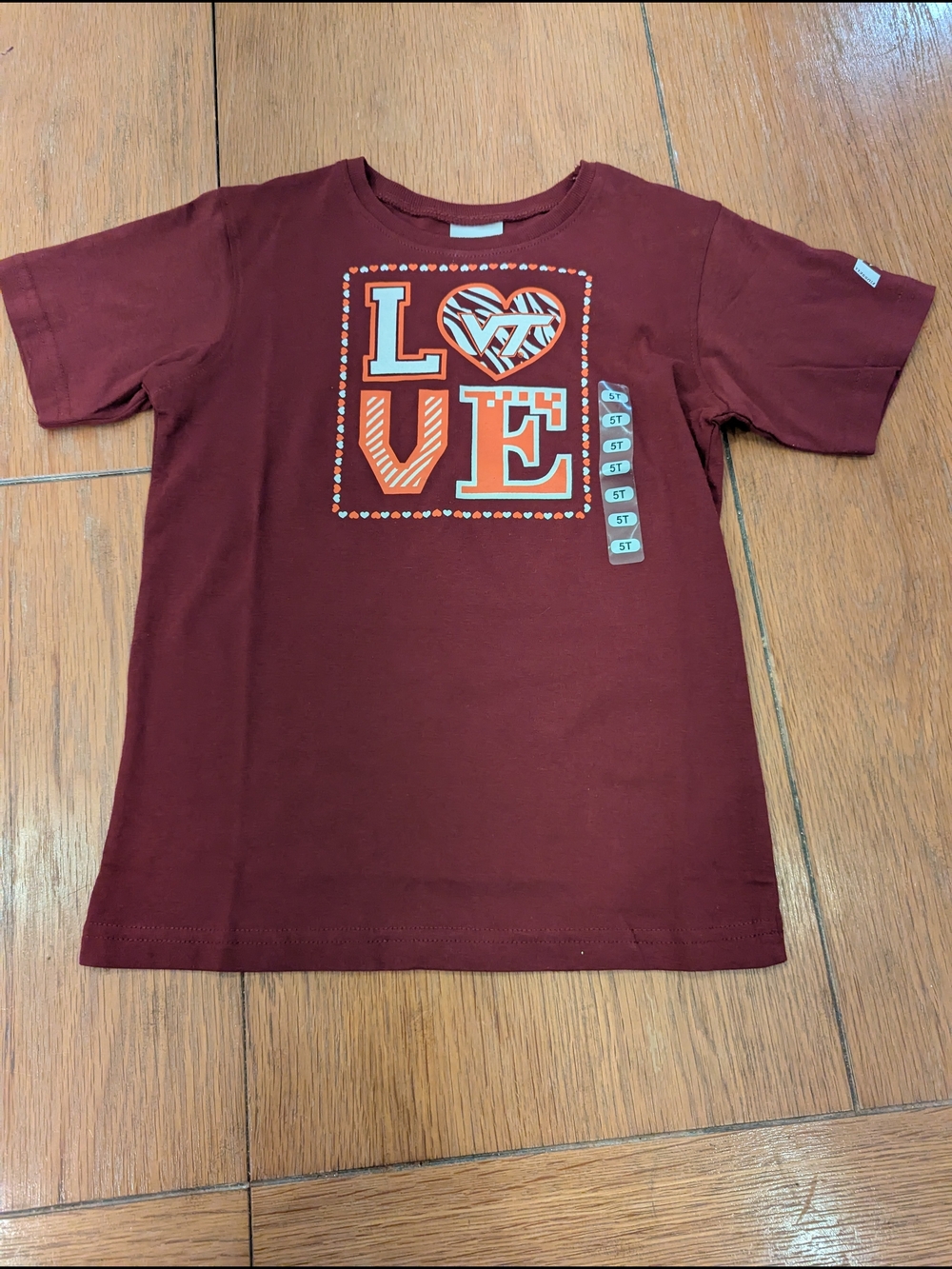 Gildan Kids Love Graphic Tee - Burgundy Virginia Tech 5T